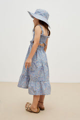 Breathable & lightweight liberty cotton girl dress with an open back is stylish and comfortable. The liberty cotton girl dress and Mini Me dresses online.