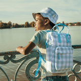 复古格纹背包绿色