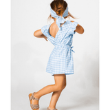Vichy Blue Open Back Jumpsuit