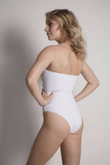 White Bandeau Strapless Bathing Suit