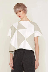 Rhea Top (White and Beige)