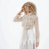 荷叶边雪纺衬衫