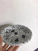 Mediterranean Sauce Plate 12cm Black Splatter on White