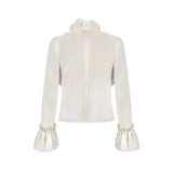 荷叶边雪纺衬衫