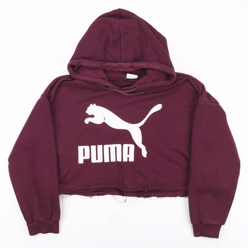 PUMA Maroon Classic Cropped Hoodie Womens M