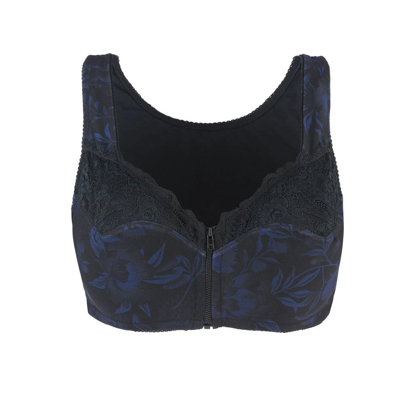 Midnight Garden Back Support Front Closure Silk & Organic Cotton Bra