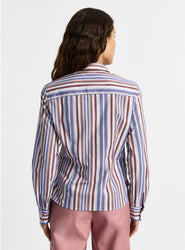 LIAM BLUE STRIPED RUCHED SHIRT