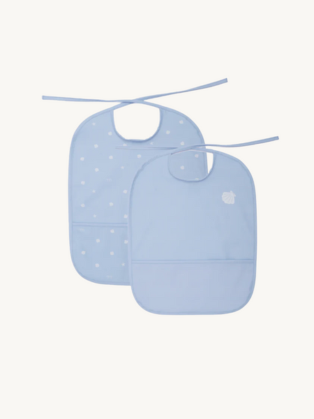 Waterproof feeding bib Pack of 2 - Blue