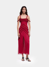 ARABELLA BURGUNDY RUFFLED DRESS