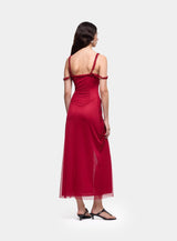 ARABELLA BURGUNDY RUFFLED DRESS