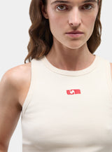 ECRU EMBROIDERED LOGO TANK TOP
