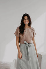 Linen crop top with buttons LISA L Dusty Lavender