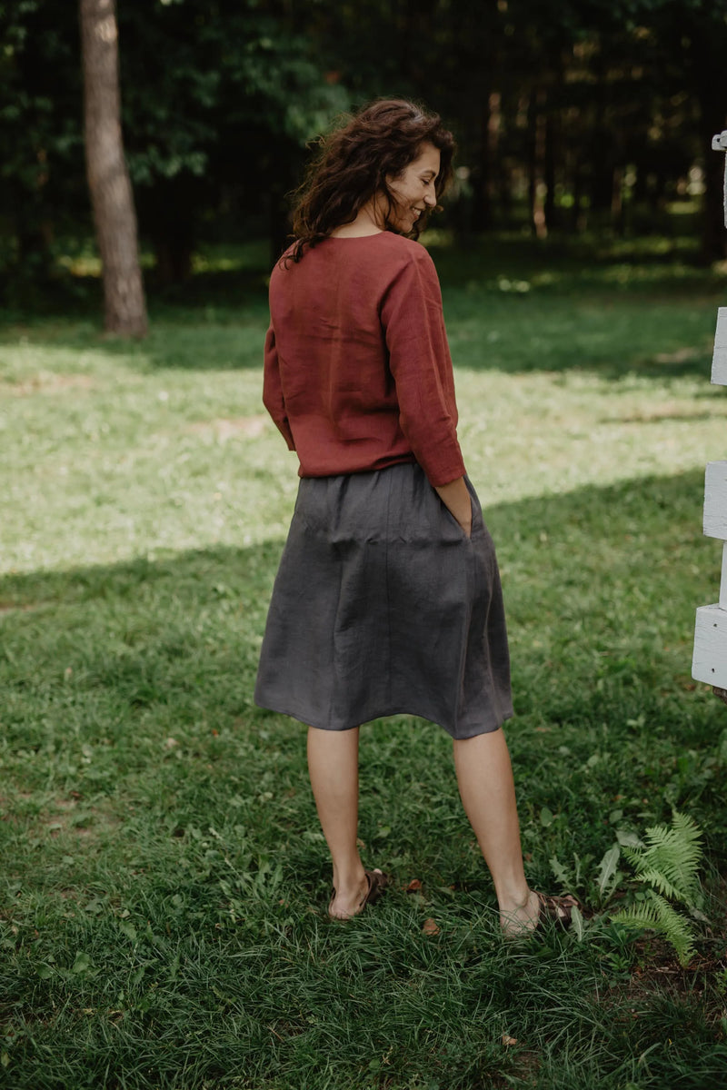 Bergen mid-length linen skirt M Dusty Lavender