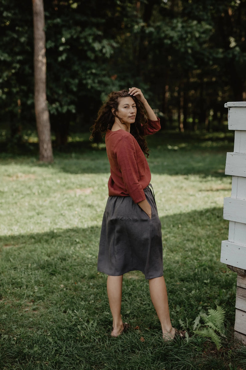 Bergen mid-length linen skirt M Dusty Lavender