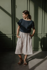 Linen skirt with buttons DAISY S Cream