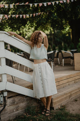 Linen skirt with buttons DAISY in Striped