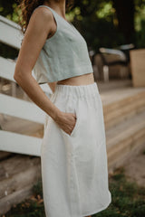 Linen skirt with buttons DAISY in Striped