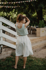 Linen skirt with buttons DAISY in Striped