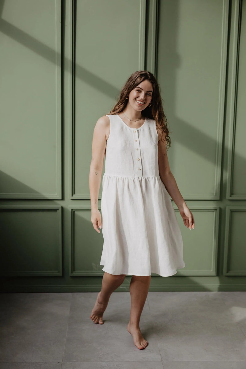 Linen sleeveless summer dress HAZEL in Dusty Rose