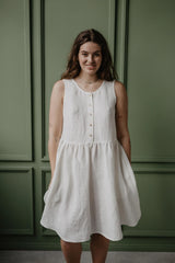 Linen sleeveless summer dress HAZEL in Dusty Rose