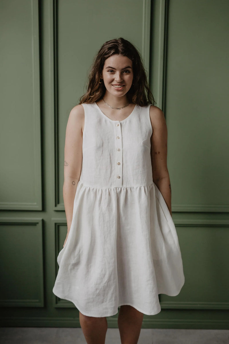 Linen sleeveless summer dress HAZEL in Dusty Rose