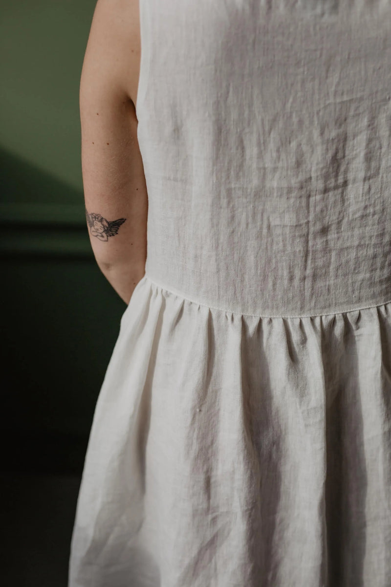 Linen sleeveless summer dress HAZEL in Dusty Rose