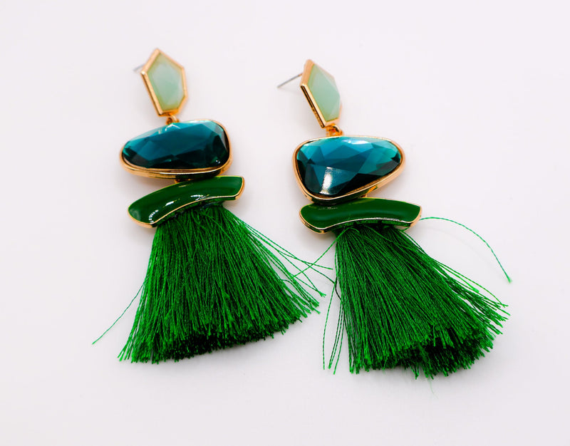 Emerald Sparkle Gems Earrings – Crystal Drop Earrings for Women