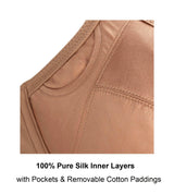 Cocoa-Underwired Silk & Organic Cotton Full Cup Bra with removable paddings