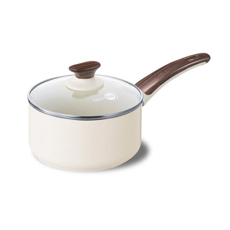 Wood-Be 奶白色陶瓷易潔單柄鍋連蓋 16cm/1.6L