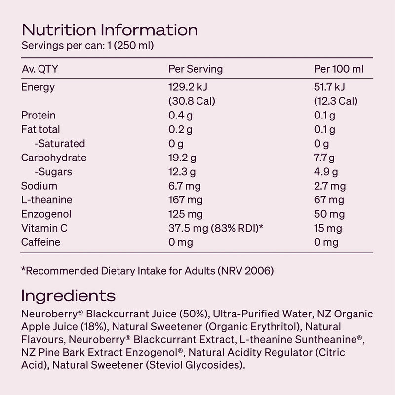 The Brain Drink Full Flavour Blackcurrant (for performance) 250ml