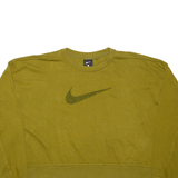 NIKE Centre Swoosh Cropped Green Crew Neck Sweatshirt Womens S