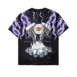 Vintage Custom Tee with Crystals from Swarovski® - PISTON LIGHTNING