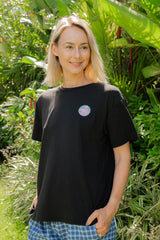 This black bamboo T-shirt is unisex & can be fitted for women and men with slogan there is no planet B. Shop bamboo T-shirts & family matching T-shirts online.