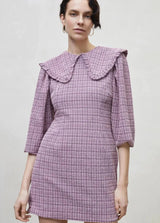 Women checked mini dress - Mauve