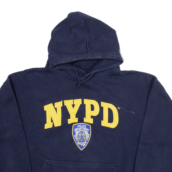 CITY OF NEW YORK NYPD Mens Blue Hoodie Pullover USA L