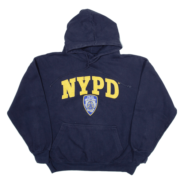CITY OF NEW YORK NYPD Mens Blue Hoodie Pullover USA L