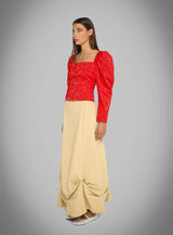 BRIGITTE RED PUFF SLEEVE BLOUSE