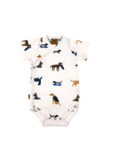 Lightweight and breathable baby bodysuit with a cool dogs print - the cutest addition to baby summer wardrobe. Mini Me fashion and whole family matching.
