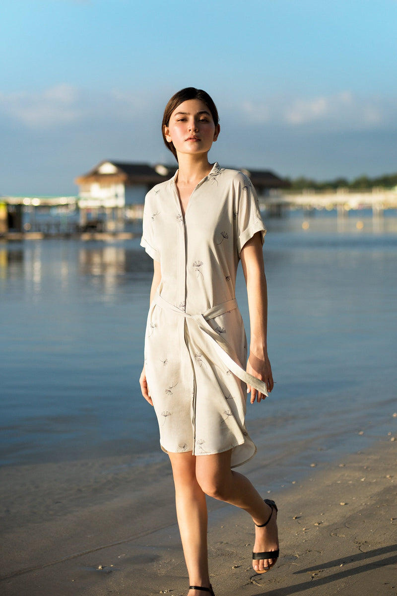 Botanical 2-way Shirtdress - Pebble print