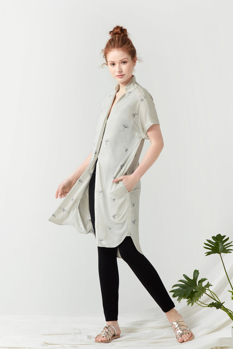 Botanical 2-way Shirtdress - Pebble print