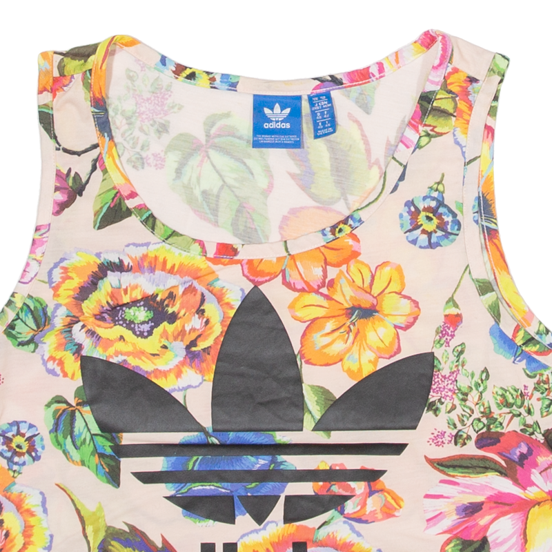 ADIDAS Floral Cropped Womens Vest Pink Sleeveless UK 14