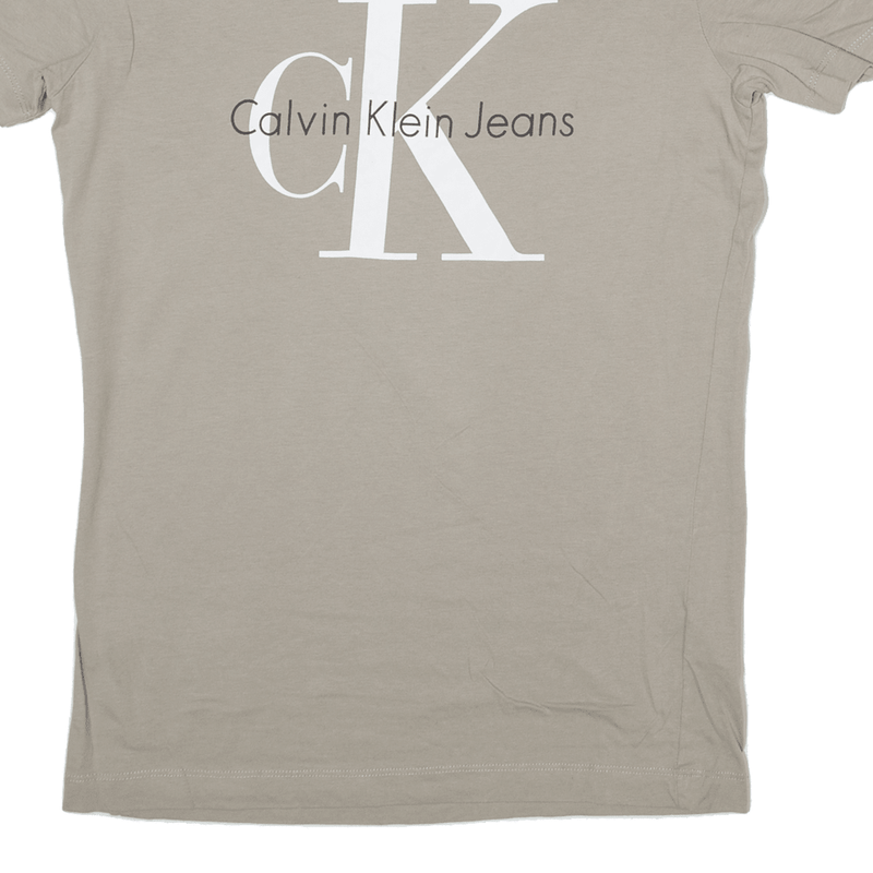 CALVIN KLEIN JEANS Mens T-Shirt Grey Short Sleeve S