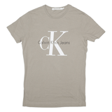 CALVIN KLEIN JEANS Mens T-Shirt Grey Short Sleeve S