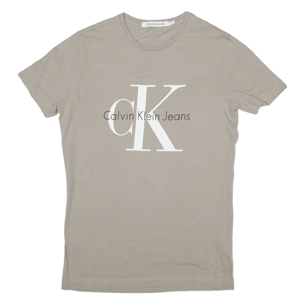 CALVIN KLEIN JEANS Mens T-Shirt Grey Short Sleeve S