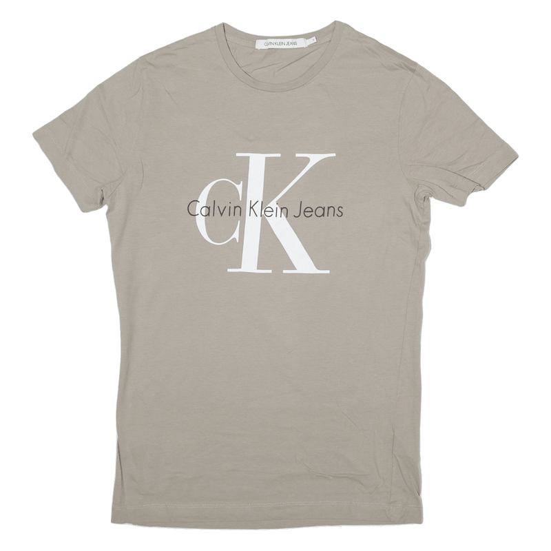 CALVIN KLEIN JEANS Mens T-Shirt Grey Short Sleeve S