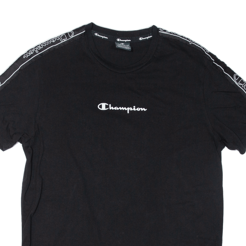 CHAMPION Mens T-Shirt Black Short Sleeve S