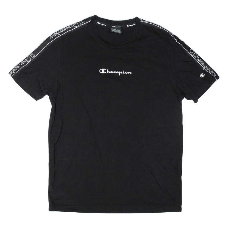 CHAMPION Mens T-Shirt Black Short Sleeve S