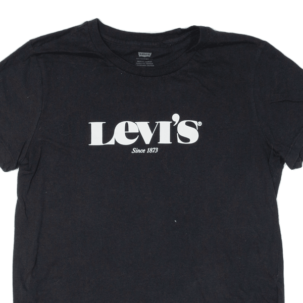 LEVI'S Womens T-Shirt Black Short Sleeve S