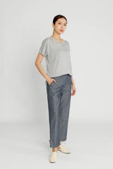 Convertible Crop Pant - Navy Herringbone (classic)