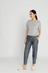 Convertible Crop Pant - Navy Herringbone (classic)